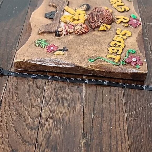 Vintage Handmade Girls are Sweet Plaster Grandmacore Wall Art - Picture 4 of 10